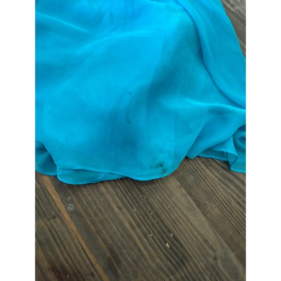 Sherri Hill Size 0 Blue Beaded Strapless Formal Gown Prom Dress Ruched Gemstones - Picture 14 of 16